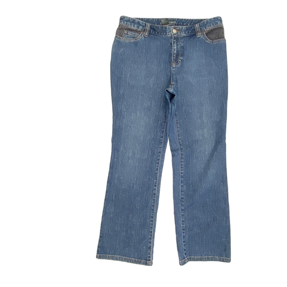 Liz Claiborne Bootcut Jeans Women 10P Blue Dark Wash Denim Mid Rise‎